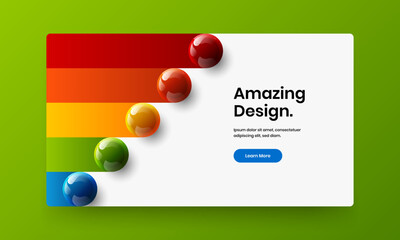 Unique website vector design concept. Fresh 3D spheres site screen illustration.