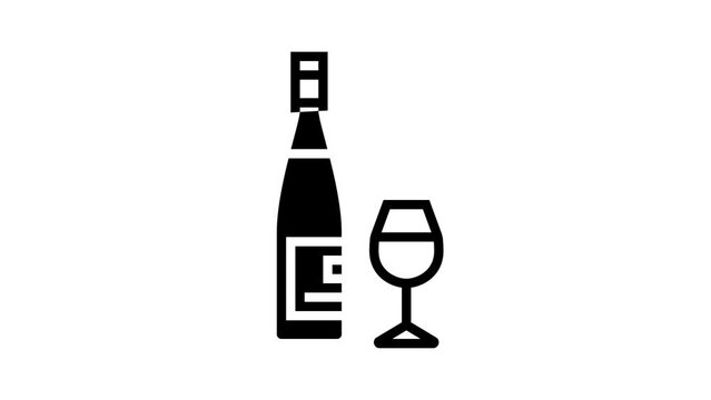 zinfandel red wine line icon animation