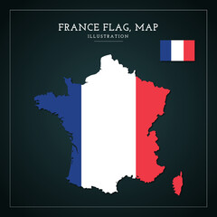 France Flag Map Vector Illustration