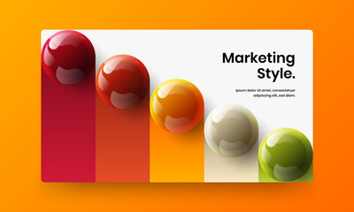 Unique website screen vector design layout. Isolated realistic balls company brochure concept.