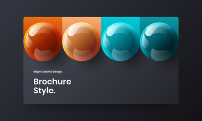 Fresh leaflet vector design template. Bright 3D balls company brochure concept.