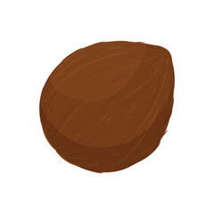 Whole coconut brown and hairy and palm tree coconut products. Cartoon pulp, milk and coconut shell.