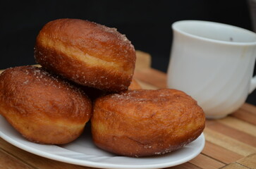 Beautiful handmade donuts covered in chocolate and sugar