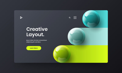 Bright site design vector illustration. Multicolored realistic balls brochure layout.