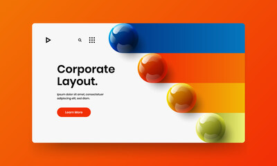 Modern company identity design vector concept. Trendy realistic balls leaflet layout.