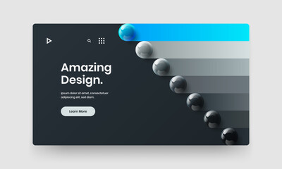 Fresh 3D spheres website layout. Geometric catalog cover vector design concept.