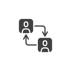 Two people and arrows vector icon