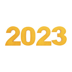Yellow 2023 digits isolated on background