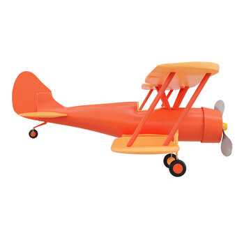 Cartoon styled biplane isolated on background