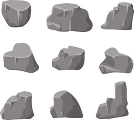 set of rocks isolated vector