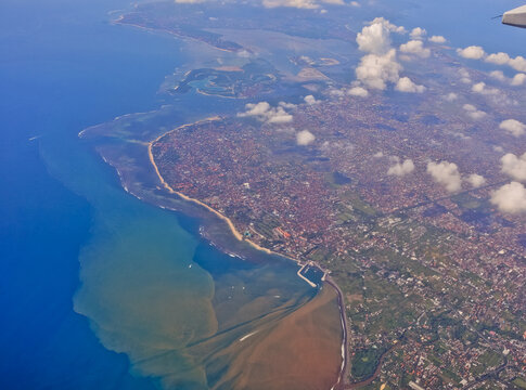 Aerial View Of Sediment And Oil Pollution