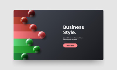 Bright corporate identity vector design template. Original 3D spheres site screen illustration.