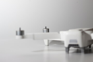 a close up of detailed white drone parts