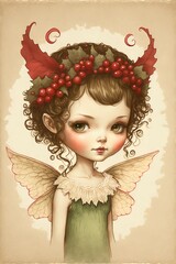 portrait of a holiday fairy girl with a wreath