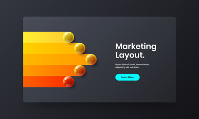 Simple realistic spheres magazine cover layout. Clean website design vector illustration.