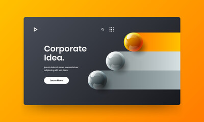 Isolated 3D balls presentation template. Simple website design vector layout.
