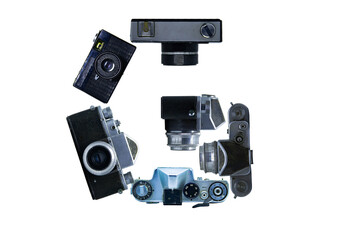 The letter G, made of cameras