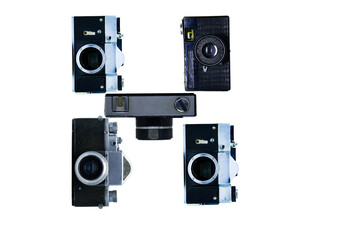 The letter H, made of cameras