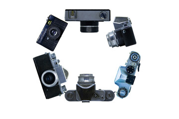 The letter O, made of cameras