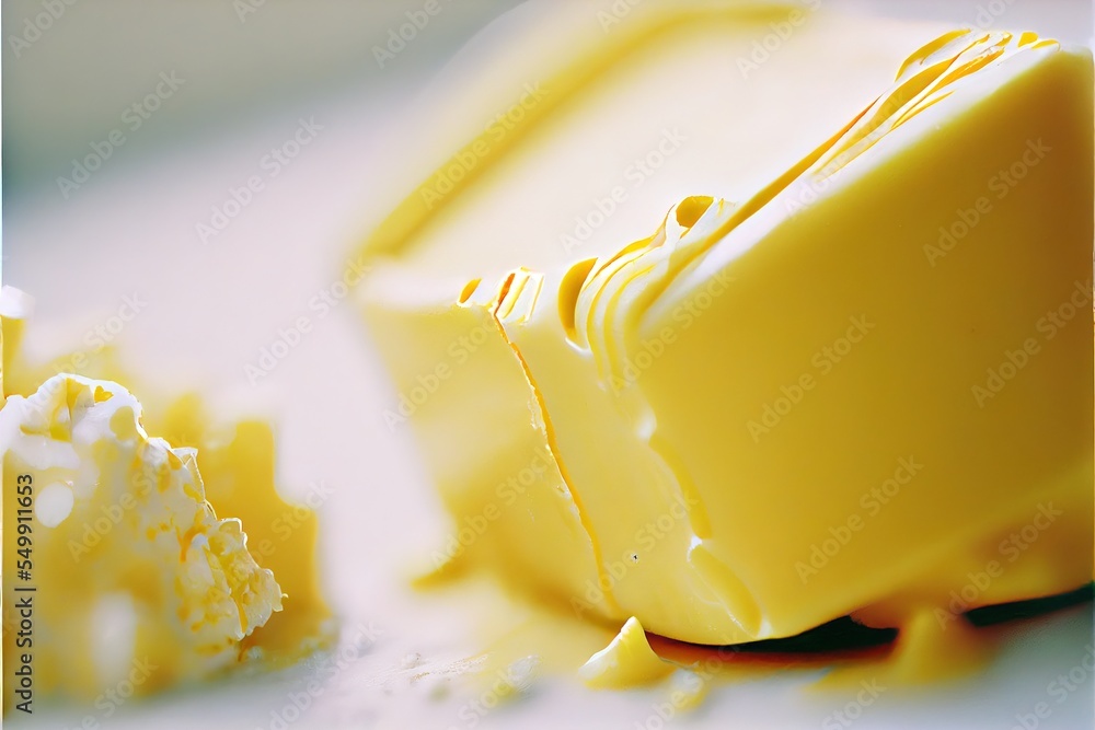 Poster a close up of a yellow substance on a white surface with a spoon in it and a piece of cake in the ba