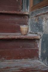 old wooden door with handle