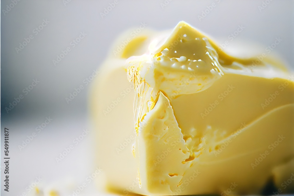 Poster a piece of cheese with a bite taken out of it's side on a table top with a blurry background. genera