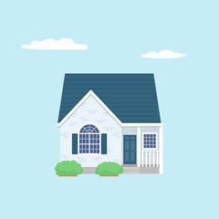 Stylish house in a flat style. House illustration as an icon, real estate. Isolated vector on a plain background
