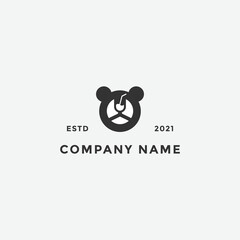 wine bear logo, concept icon glass wine and beer.