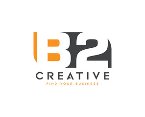 B2 Negative space logo vector