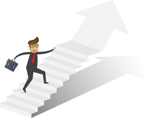 Obraz premium Businessman running up stairway to the top