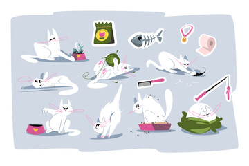 Cartoon cat characters set
