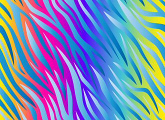 Zebra rainbow abstract seamless pattern. Stripes, repeating background. Vector printing for fabrics, posters, banners. 