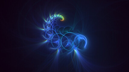 Fototapeta na wymiar 3D rendering abstract blue fractal light background
