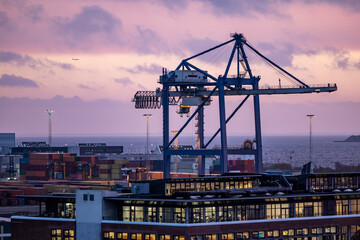 Copenhagen, Denmark A crane in the port of Copenhagen