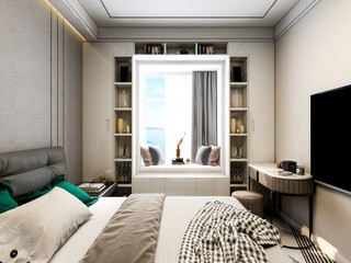 3D rendering, modern design style bedroom