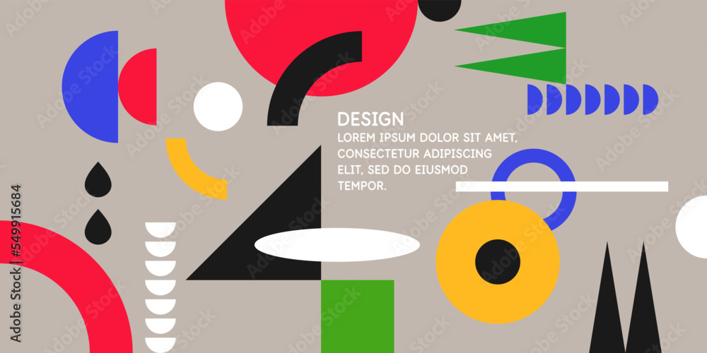 Poster composition with geometric shapes. abstract background for design. trendy stylish graphics