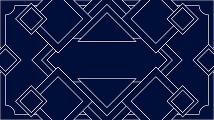 Art deco background with golden line on blue background. Art deco vintage linear thin line geometric shape retro design frame badge. Art deco line border for wedding, template, greeting card, poster