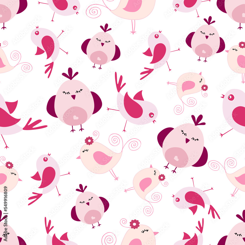 Wall mural Cute Bird Seamless Pattern Background Wallpaper