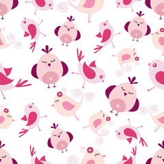 Cute Bird Seamless Pattern Background Wallpaper