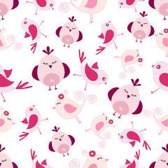 Cute Bird Seamless Pattern Background Wallpaper