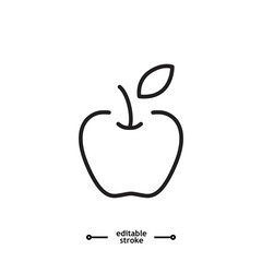 Fresh pear icon, Green pear fruit icon symbol logo illustration,editable stroke, flat design style isolated on white.