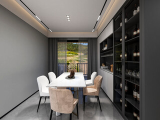 Obraz premium 3D rendering, luxury style restaurant design