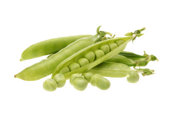 Fresh peas on white background