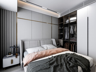 3D rendering, modern design style bedroom