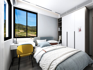 3D rendering, modern design style bedroom