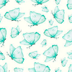 watercolor magical purple butterflies seamless pattern