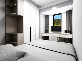3D rendering, modern design style bedroom