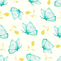 watercolor magical purple butterflies seamless pattern