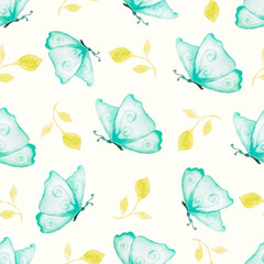 watercolor magical purple butterflies seamless pattern