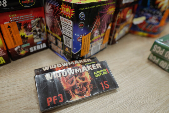 Shallow depth of field (selective focus) details with dangerous firecrackers used usually during the New Year's Eve celebrations.